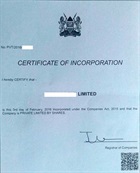 Certificate of incorporation